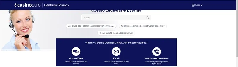 Kontakt z obsługą klienta w CasinoEuro