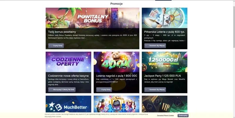 Wszystkie CasinoEuro bonusy i promocje