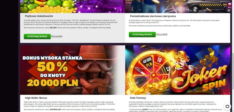 Wszystkie Playamo Casino bonusy i promocje