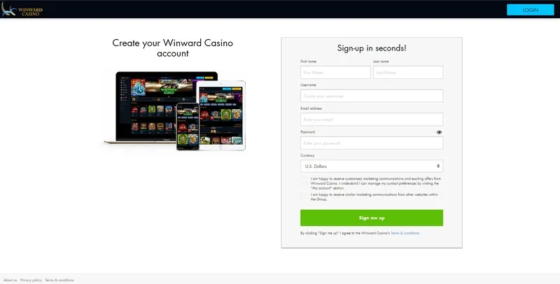 WinWard Casino strona rejestracji