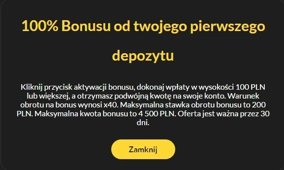 Bonus od pierwszego depozytu w kasynie Lok