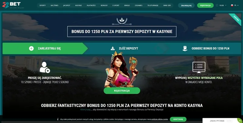 Bonus powitalny +100% bonus od depozytu w 22Bet Casino